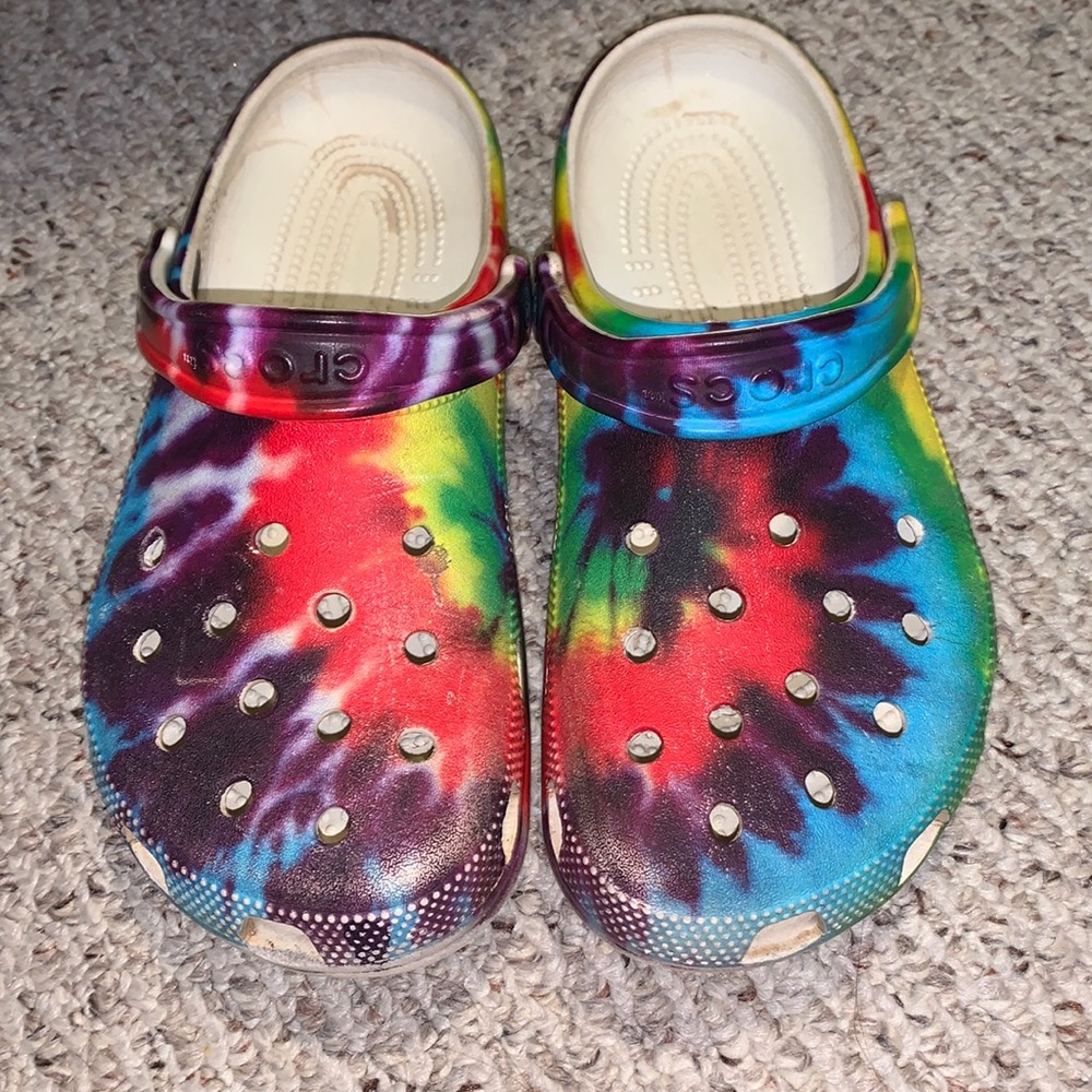 Tie dye crocs.